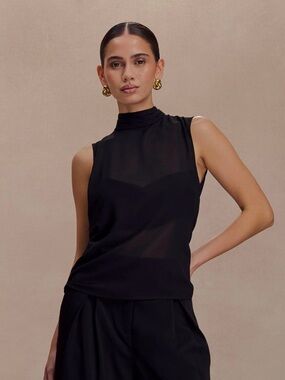 Meshki Saria Chiffon Low Back Top - Black